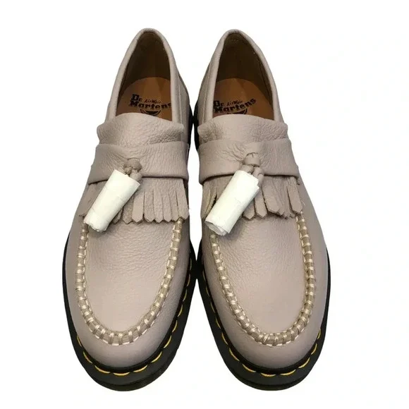 Dr. Martens Adrian Leather Tassle Loafers NWT/NWB | Vintage Taupe - Size 10 - Picture 9 of 14